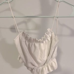 Soft chalk white tank top with open back